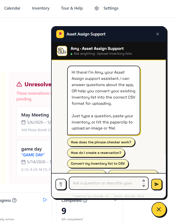 Asset Assign AI Assistant, Amy
