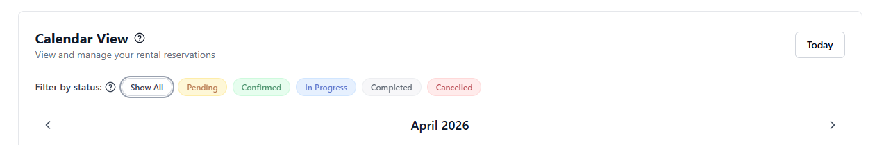 Color-coded reservation statuses in Asset Assign's calendar view